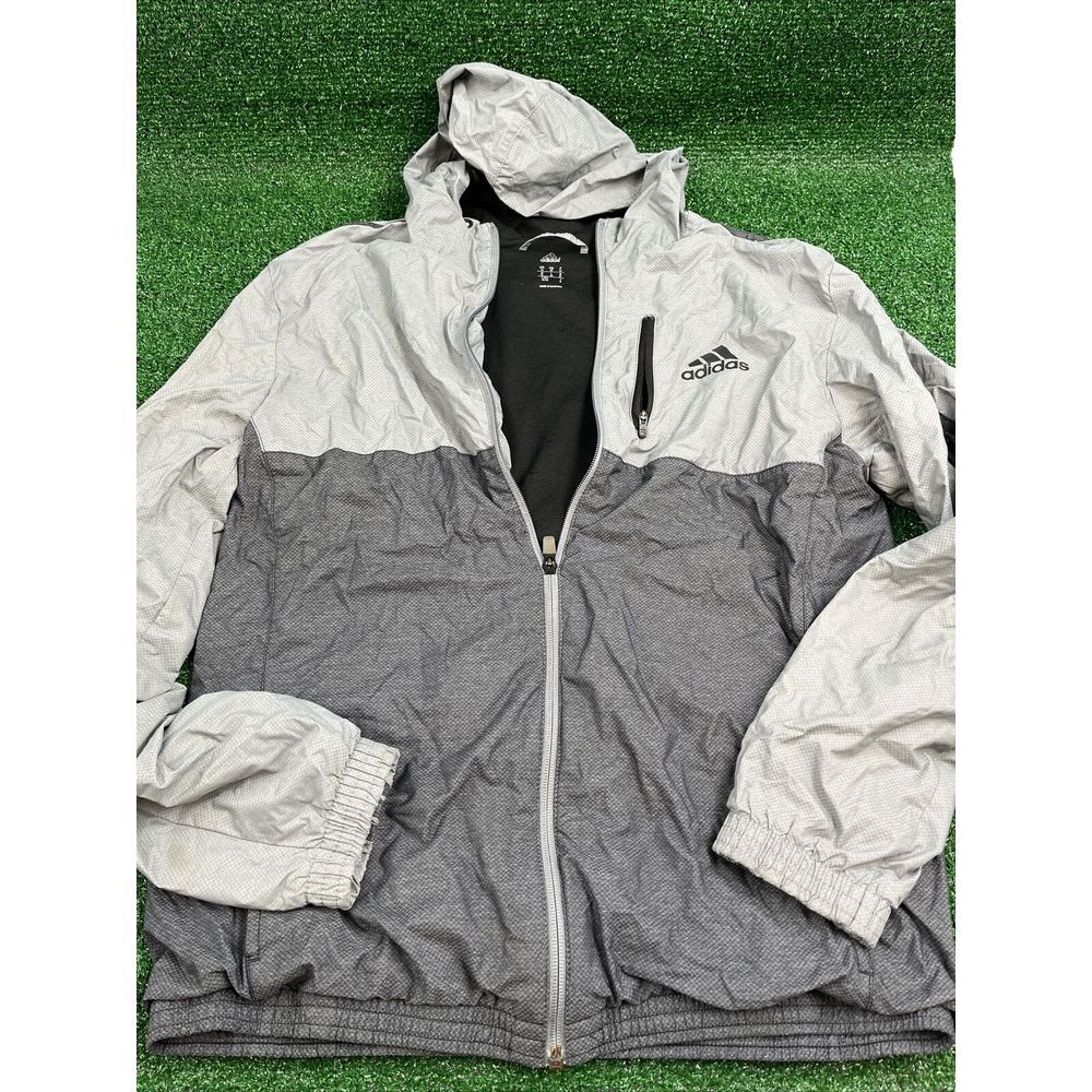 Adidas Athletics Essentials Windbreaker Jacket Gray Size Mens Medium SMALL RIP‎